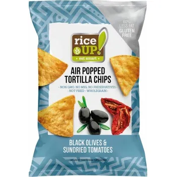 Chips Rice Up Bezlepkový Tortilla chips kukuřičný s příchutí černých oliv a sušených rajčat (60g)