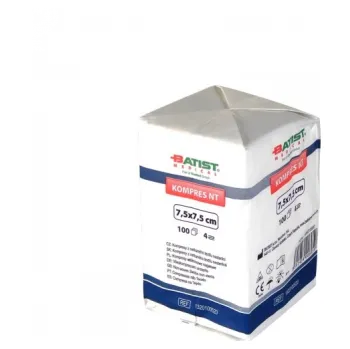 Krytí na ránu Kompresy gáza 7.5x7.5cm 8 vrstev nesterilní 100ks