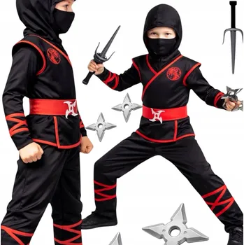 Karnevalový kostým Ninja Kostým 110-120 cm KOMPLETNÍ SADA s kapucí a příslušenstvím