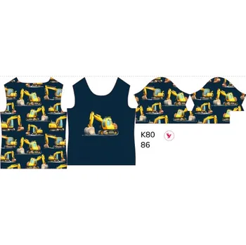 Panel na dětské funkční tričko s krátkým rukávem 86 bagry tmavě modré
