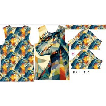 Panel na dětské funkční tričko s krátkým rukávem 152 geometrická godzila