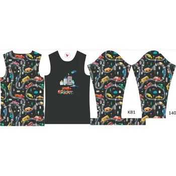 Panel na dětské termo tričko s dlouhým rukávem 140 barevná auta