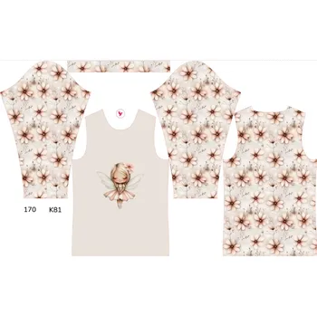 Panel na dětské termo tričko s dlouhým rukávem 170 květinová víla