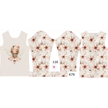 Panel na dětské funkční tričko s dlouhým rukávem 116 květinová víla