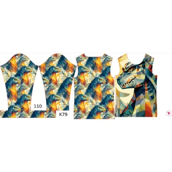 Panel na dětské funkční tričko s dlouhým rukávem 110 geometrická godzila