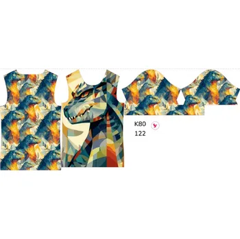 Panel na dětské funkční tričko s krátkým rukávem 122 geometrická godzila