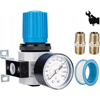 Příslušenství ke kompresoru REDUKČNÍ VENTIL TLAKU VZDUCHU 1/4" 0-12 BAR S MANOMETREM, ZINKOVÝ