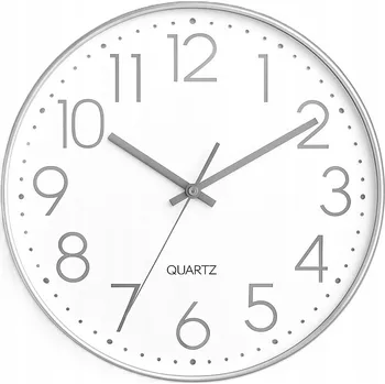 Hodiny Nástěnné hodiny moderní bílé hnědé kulatý 30 cm quartzové