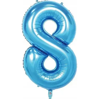 Balónek FÓLIOVÝ BALÓNEK ČÍSLICE 8 OSM LET MODRÉ ČÍSLO VELKÉ 100cm HELIUM NAROZENINY