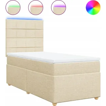 Postel Kontinentální postel s nastavitelným čelem, krémová, 200x100x140,5/150,5 cm