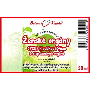 Zdraví Bylinné kapky s.r.o. Ženské orgány (PID) - hloubková fáze - B-stop ženských orgánů - Bylinné kapky (tinktura) Bylinkářovo tajemství 50 ml