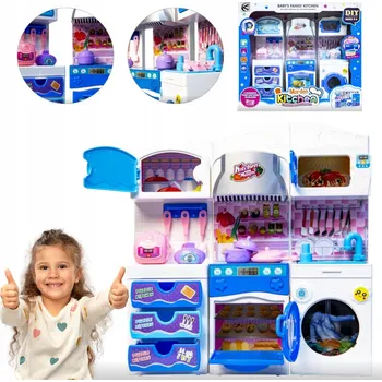 Doplněk pro panenku Kuchyňský set nábytku pro panenky - modrý