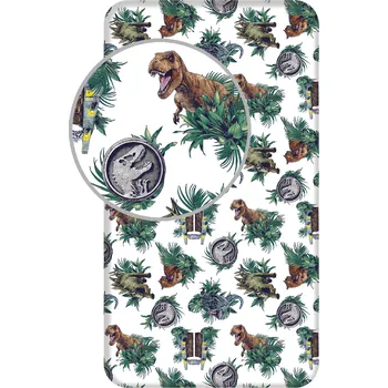 Bytový textil Jerry Fabrics Bavlněné napínací prostěradlo 90x200 + 25 cm - Jurský Svět "Roar"