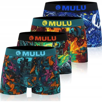 Boxerky PÁNSKÉ KLASICKÉ BAVLNĚNÉ BOXERKY BAREVNÉ SADA 4 KUSY *M