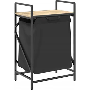 Koš na prádlo Koš na prádlo s výsuvnými vaky, černý/dub sonoma, 50 x 33 x 77 cm