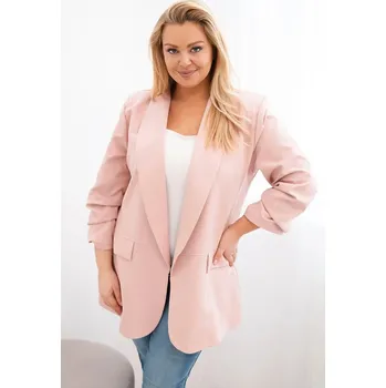 Dámské sako Dámská sako Plus Size elegantní tmavě pudrově růžová UNI