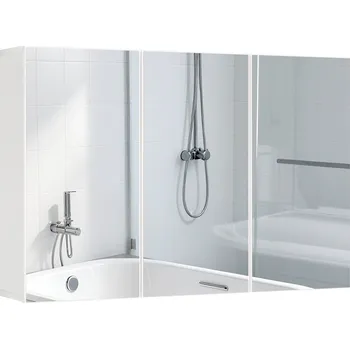 Koupelnový nábytek HOMCOM koupelnová skříňka se zrcadlem, závěsná, 3 dvířka, 90x15,5x60 cm,