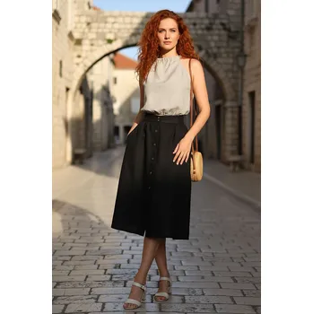 Dámská sukně TopMode Propínací lněná sukně Lotika Premium quality 1128241
