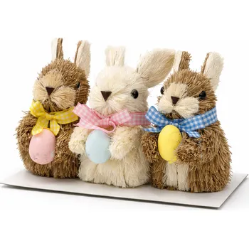 Velikonoční dekorace Velikonoce Slámové velikonoční zajíci 0731-8 20×10×10 cm