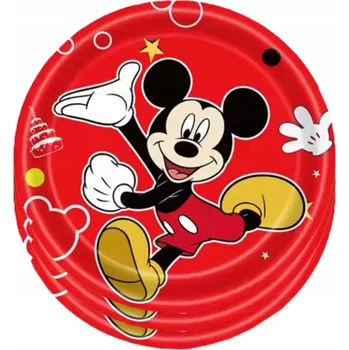 Party nádobí Papírové talířky Mickey Mouse – Sada 10 ks (Černé a Červené)