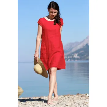 Dámské šaty TopMode Lněné dámské letní šaty s kapsami 552624