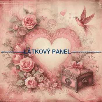 Látkový panel - Srdce vintage - LA-2 Velikost: 30x30cm, Materiál: Kočárkovina