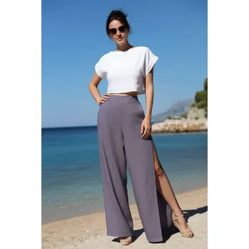 Dámské kalhoty Lotika Lotika široké kalhoty z prémiového lnu 1100877