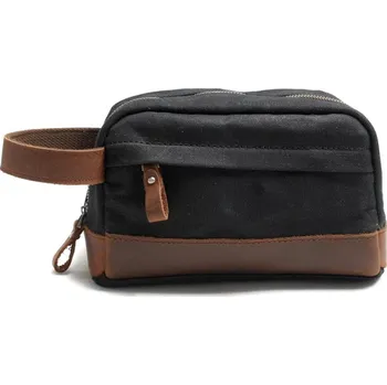 Kosmetická taška TopMode Plátěná taška na kosmetiku s koženými detaily 474322