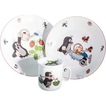 Talíř Porcelán Thun Porcelánová dětská sada krteček s kolečkem 3 ks