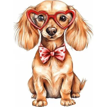 Textilní nažehlovací páska Dante Nažehlovačka Kokršpaněl brýle srdce - 5 x 6 cm