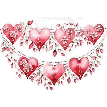 Textilní nažehlovací páska Dante Nažehlovačka Srdíčková girlanda - 6 x 4 cm