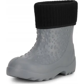 Dívčí holínky Holínky dětské pěnové gumáky zateplené Kapky LA-DW Šedé 26-27