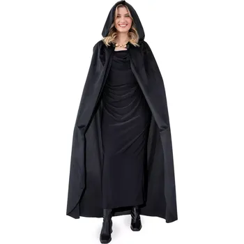 Karnevalový kostým Karnavalový sametový plášť s kapucí černý 140 cm