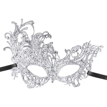 Karnevalová maska Karnevalová benátská krajková maska stříbrná