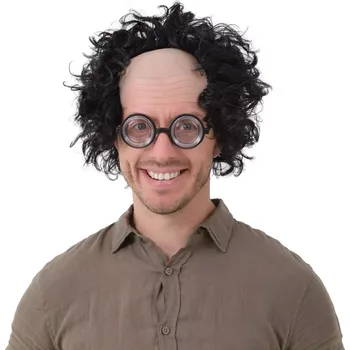 Karnevalová paruka Párty paruka s plešinou, černé vlasy, univerzální