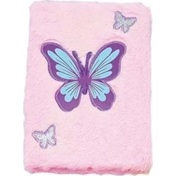 Plyšový zápisník pro děti - Motýl růžový -A5 linkovaný