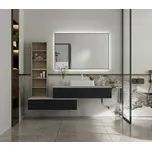 Erga Megan, LED zrcadlo 120x80cm v černém rámu, 3105 lm, 3 barvy světla, zadní osvětlení, ERG-V01-MEGAN-1280-BK