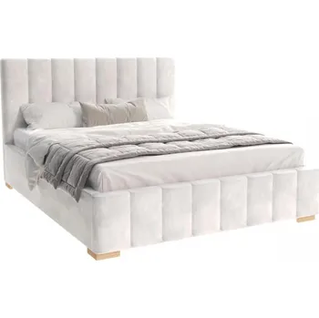 Postel Čalouněná postel AUSTIN 90x200 cm Bílá Trinity s úložným prostorem kovový rošt