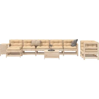 Zahradní sestava vidaXL 10dílná zahradní sedací souprava impregnovaná borovice [3250683] Barva: Přírodní borovice