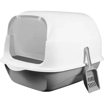 Krytá kočičí toaleta s výklopnou horní částí a lopatkou