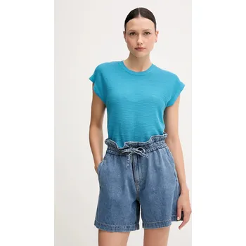 Dámské oblečení Vesta s příměsí lnu United Colors of Benetton 105GD109Z modrá 55X, vel. M