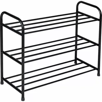 Tříúrovňový ocelový botník, černý