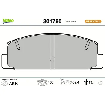 Brzdová destička Sada brzdových destiček, kotoučová brzda VALEO 301780