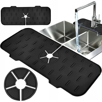 Odkapávač na nádobí SILIKONOVÁ PODLOŽKA DO KUCHYNĚ NA DŘEZ KOHOUTEK ODKAPÁVAČ OCHRANNÁ ČERNÁ