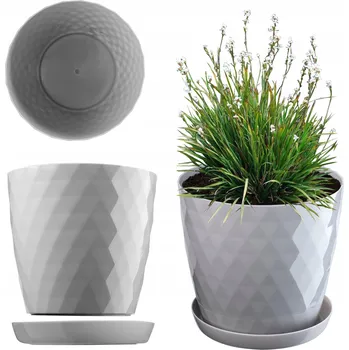 Květináč Květináč plast šedý Kadax 18 cm x 18 cm x 17 cm