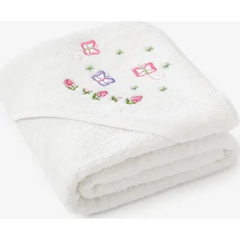 Dětská froté osuška s kapucí - Motýlci na bílé 100 x 100 cm