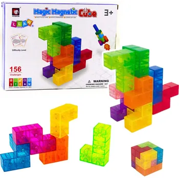 ostatní stavebnice Mamido Magnetické kostky Magic Cube s úkoly 9 dílků