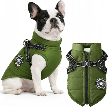 Obleček pro psa TEPLÁ BUNDA S POPRUHY PRO PSA PODZIM ZIMA OBLEČEK VESTA XXL REFLEXNÍ