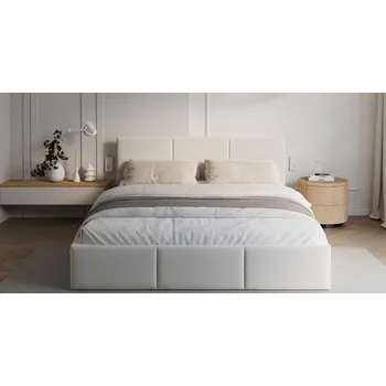 Postel Čalouněná postel FRESIA 90x200cm Bílá Paris s úložným prostorem kovový rošt