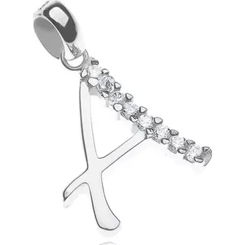 Přívěsek Stříbrný přívěsek 925 - písmeno A, vsazené čiré zirkonky